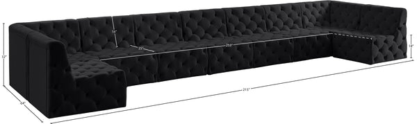 Tuft Velvet / Engineered Wood / Foam Contemporary Black Velvet Modular Sectional - 215" W x 64" D x 32" H