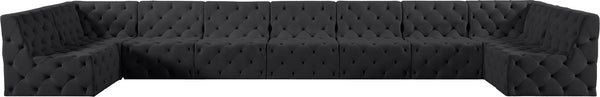 Tuft Velvet / Engineered Wood / Foam Contemporary Black Velvet Modular Sectional - 215" W x 64" D x 32" H