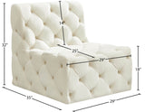 Tuft Velvet / Engineered Wood / Foam Contemporary Cream Velvet Armless Chair - 29" W x 35" D x 32" H