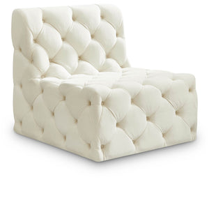 Tuft Velvet / Engineered Wood / Foam Contemporary Cream Velvet Armless Chair - 29" W x 35" D x 32" H