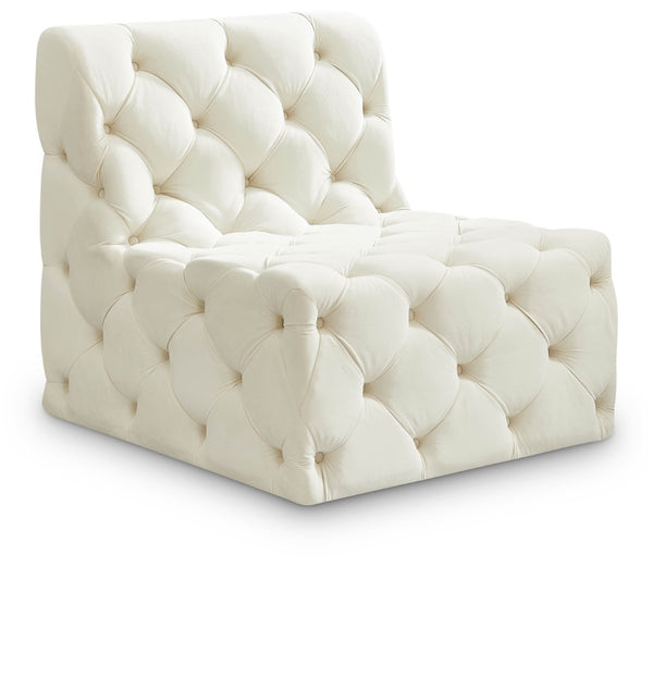 Tuft Velvet / Engineered Wood / Foam Contemporary Cream Velvet Armless Chair - 29" W x 35" D x 32" H