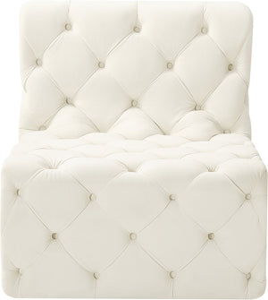 Tuft Velvet / Engineered Wood / Foam Contemporary Cream Velvet Armless Chair - 29" W x 35" D x 32" H
