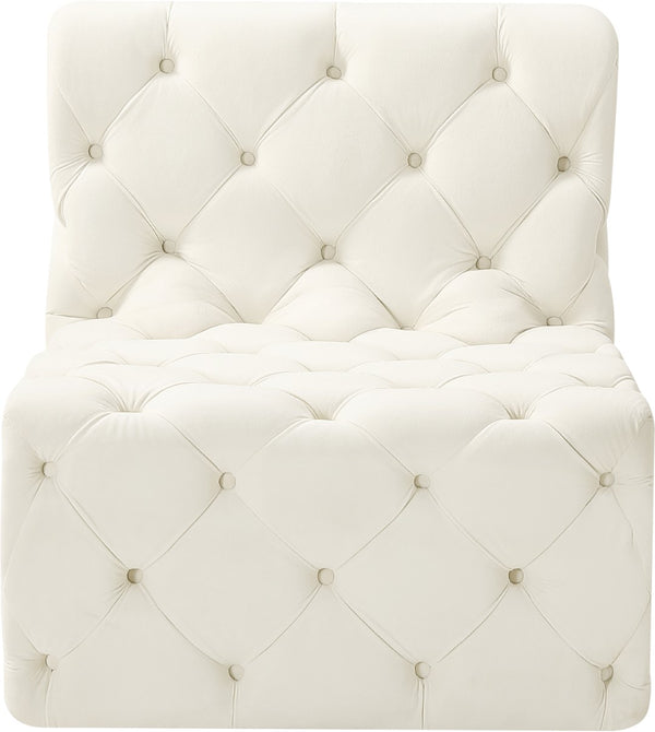 Tuft Velvet / Engineered Wood / Foam Contemporary Cream Velvet Armless Chair - 29" W x 35" D x 32" H
