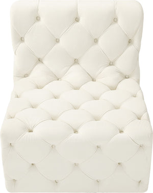 Tuft Velvet / Engineered Wood / Foam Contemporary Cream Velvet Armless Chair - 29" W x 35" D x 32" H