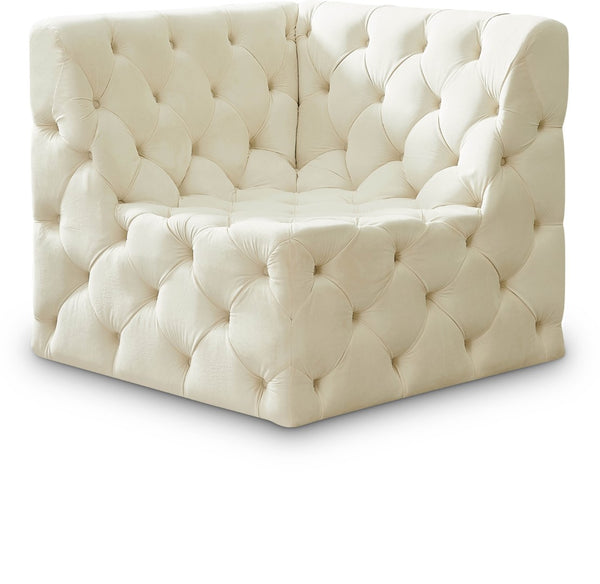 Tuft Velvet / Engineered Wood / Foam Contemporary Cream Velvet Corner Chair - 35" W x 35" D x 32" H