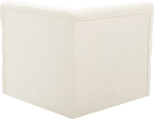 Tuft Velvet / Engineered Wood / Foam Contemporary Cream Velvet Corner Chair - 35" W x 35" D x 32" H