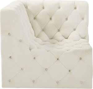 Tuft Velvet / Engineered Wood / Foam Contemporary Cream Velvet Corner Chair - 35" W x 35" D x 32" H