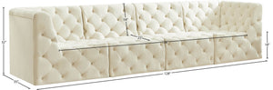 Tuft Velvet / Engineered Wood / Foam Contemporary Cream Velvet Modular Sofa - 128" W x 35" D x 32" H