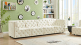 Tuft Velvet / Engineered Wood / Foam Contemporary Cream Velvet Modular Sofa - 128" W x 35" D x 32" H