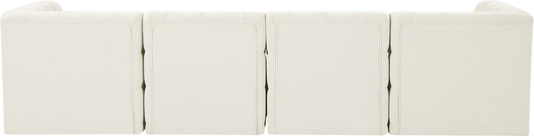 Tuft Velvet / Engineered Wood / Foam Contemporary Cream Velvet Modular Sofa - 128" W x 35" D x 32" H