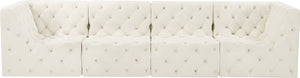 Tuft Velvet / Engineered Wood / Foam Contemporary Cream Velvet Modular Sofa - 128" W x 35" D x 32" H
