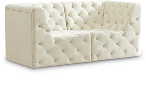 Tuft Velvet / Engineered Wood / Foam Contemporary Cream Velvet Modular Sofa - 70" W x 35" D x 32" H