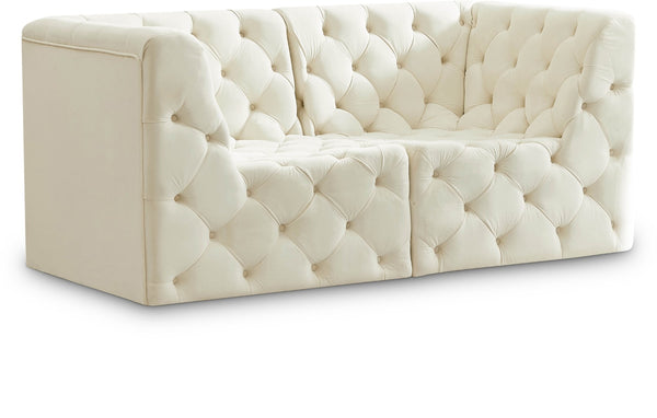 Tuft Velvet / Engineered Wood / Foam Contemporary Cream Velvet Modular Sofa - 70" W x 35" D x 32" H