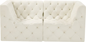 Tuft Velvet / Engineered Wood / Foam Contemporary Cream Velvet Modular Sofa - 70" W x 35" D x 32" H