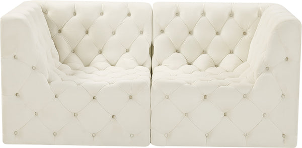 Tuft Velvet / Engineered Wood / Foam Contemporary Cream Velvet Modular Sofa - 70" W x 35" D x 32" H