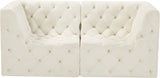 Tuft Velvet / Engineered Wood / Foam Contemporary Cream Velvet Modular Sofa - 70" W x 35" D x 32" H