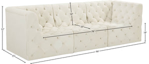 Tuft Velvet / Engineered Wood / Foam Contemporary Cream Velvet Modular Sofa - 99" W x 35" D x 32" H