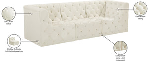 Tuft Velvet / Engineered Wood / Foam Contemporary Cream Velvet Modular Sofa - 99" W x 35" D x 32" H