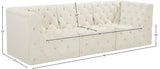 Tuft Velvet / Engineered Wood / Foam Contemporary Cream Velvet Modular Sofa - 99" W x 35" D x 32" H