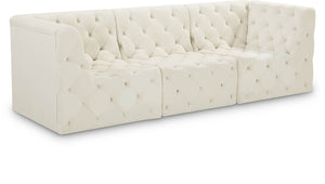 Tuft Velvet / Engineered Wood / Foam Contemporary Cream Velvet Modular Sofa - 99" W x 35" D x 32" H
