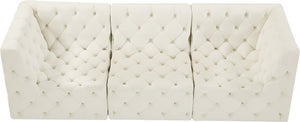 Tuft Velvet / Engineered Wood / Foam Contemporary Cream Velvet Modular Sofa - 99" W x 35" D x 32" H