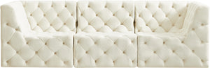 Tuft Velvet / Engineered Wood / Foam Contemporary Cream Velvet Modular Sofa - 99" W x 35" D x 32" H