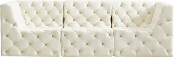 Tuft Velvet / Engineered Wood / Foam Contemporary Cream Velvet Modular Sofa - 99" W x 35" D x 32" H