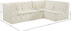 Tuft Velvet / Engineered Wood / Foam Contemporary Cream Velvet Modular Sectional - 99" W x 64" D x 32" H