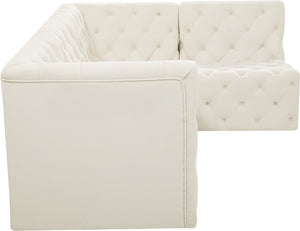 Tuft Velvet / Engineered Wood / Foam Contemporary Cream Velvet Modular Sectional - 99" W x 64" D x 32" H