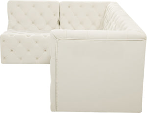 Tuft Velvet / Engineered Wood / Foam Contemporary Cream Velvet Modular Sectional - 99" W x 64" D x 32" H