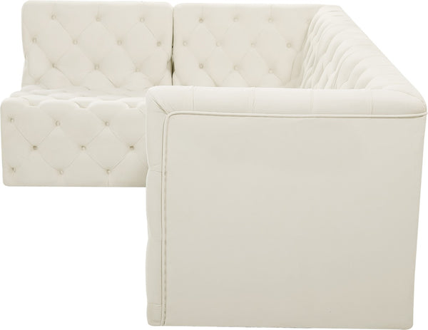 Tuft Velvet / Engineered Wood / Foam Contemporary Cream Velvet Modular Sectional - 99" W x 64" D x 32" H