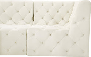 Tuft Velvet / Engineered Wood / Foam Contemporary Cream Velvet Modular Sectional - 99" W x 64" D x 32" H