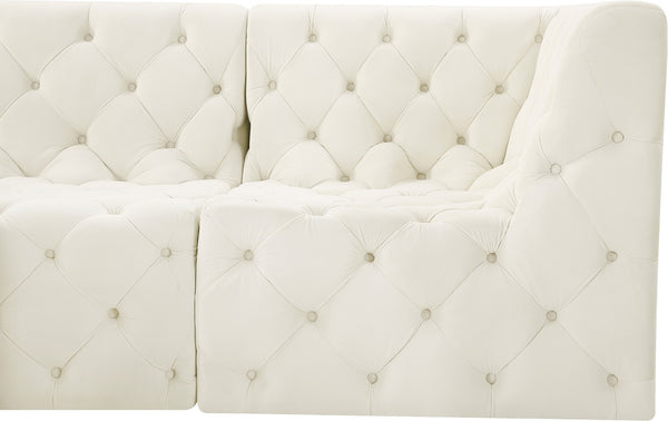 Tuft Velvet / Engineered Wood / Foam Contemporary Cream Velvet Modular Sectional - 99" W x 64" D x 32" H