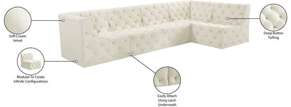 Tuft Velvet / Engineered Wood / Foam Contemporary Cream Velvet Modular Sectional - 128" W x 64" D x 32" H