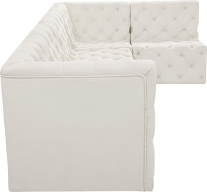 Tuft Velvet / Engineered Wood / Foam Contemporary Cream Velvet Modular Sectional - 128" W x 64" D x 32" H