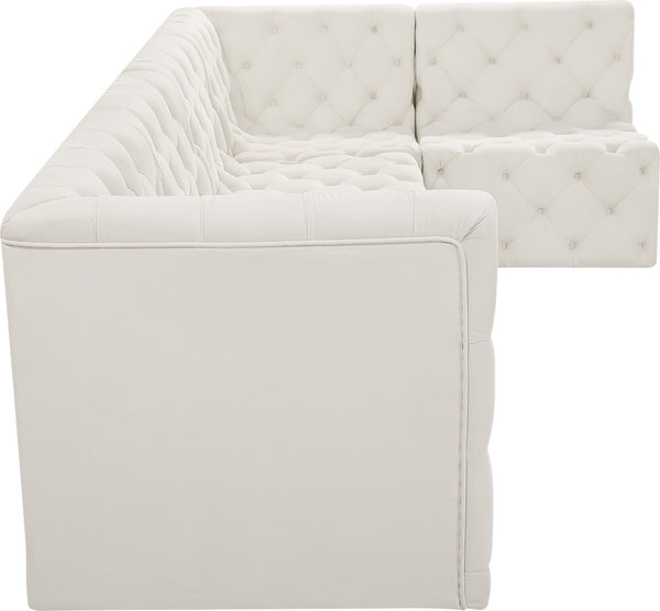 Tuft Velvet / Engineered Wood / Foam Contemporary Cream Velvet Modular Sectional - 128" W x 64" D x 32" H