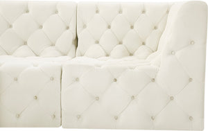 Tuft Velvet / Engineered Wood / Foam Contemporary Cream Velvet Modular Sectional - 128" W x 64" D x 32" H