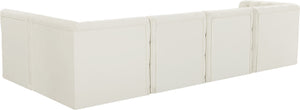 Tuft Velvet / Engineered Wood / Foam Contemporary Cream Velvet Modular Sectional - 128" W x 64" D x 32" H