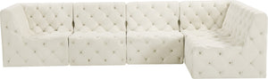 Tuft Velvet / Engineered Wood / Foam Contemporary Cream Velvet Modular Sectional - 128" W x 64" D x 32" H