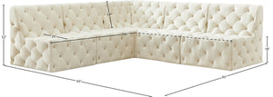 Tuft Velvet / Engineered Wood / Foam Contemporary Cream Velvet Modular Sectional - 93" W x 93" D x 32" H
