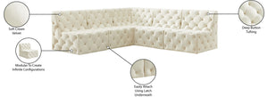 Tuft Velvet / Engineered Wood / Foam Contemporary Cream Velvet Modular Sectional - 93" W x 93" D x 32" H