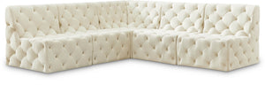 Tuft Velvet / Engineered Wood / Foam Contemporary Cream Velvet Modular Sectional - 93" W x 93" D x 32" H