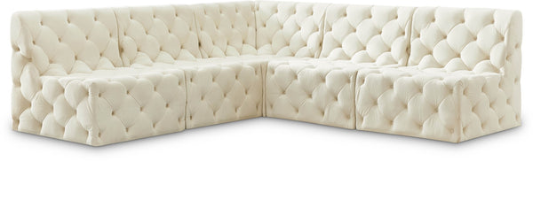 Tuft Velvet / Engineered Wood / Foam Contemporary Cream Velvet Modular Sectional - 93" W x 93" D x 32" H