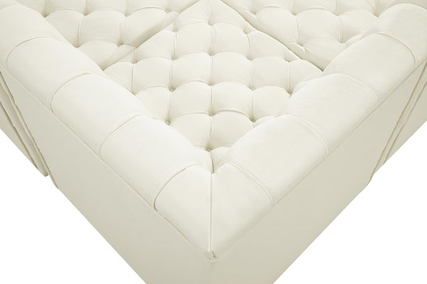 Tuft Velvet / Engineered Wood / Foam Contemporary Cream Velvet Modular Sectional - 93" W x 93" D x 32" H