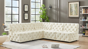 Tuft Velvet / Engineered Wood / Foam Contemporary Cream Velvet Modular Sectional - 93" W x 93" D x 32" H
