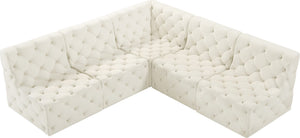Tuft Velvet / Engineered Wood / Foam Contemporary Cream Velvet Modular Sectional - 93" W x 93" D x 32" H