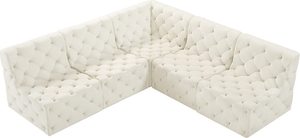 Tuft Velvet / Engineered Wood / Foam Contemporary Cream Velvet Modular Sectional - 93" W x 93" D x 32" H