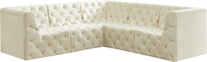Tuft Velvet / Engineered Wood / Foam Contemporary Cream Velvet Modular Sectional - 99" W x 99" D x 32" H
