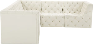 Tuft Velvet / Engineered Wood / Foam Contemporary Cream Velvet Modular Sectional - 99" W x 99" D x 32" H