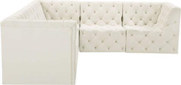 Tuft Velvet / Engineered Wood / Foam Contemporary Cream Velvet Modular Sectional - 99" W x 99" D x 32" H